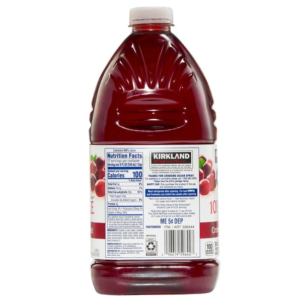 Kirkland Signature Ocean Spray Cranberry Premium 100% Juice 2 ct, 96 oz