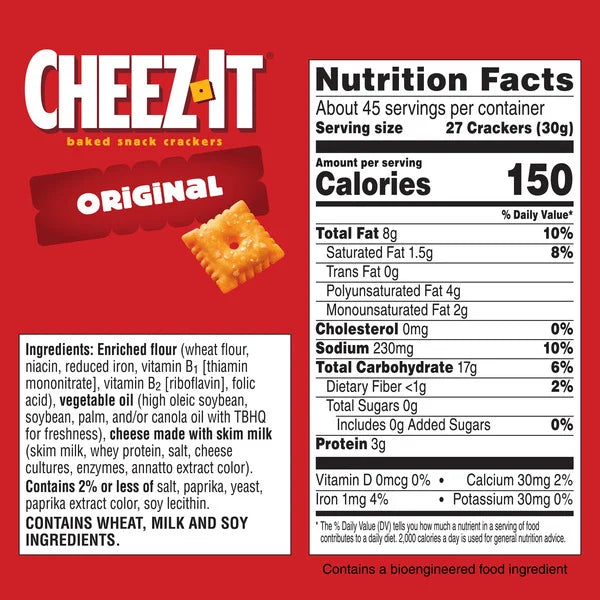 Cheez-It Baked Snack Crackers, Cheddar, 48 oz