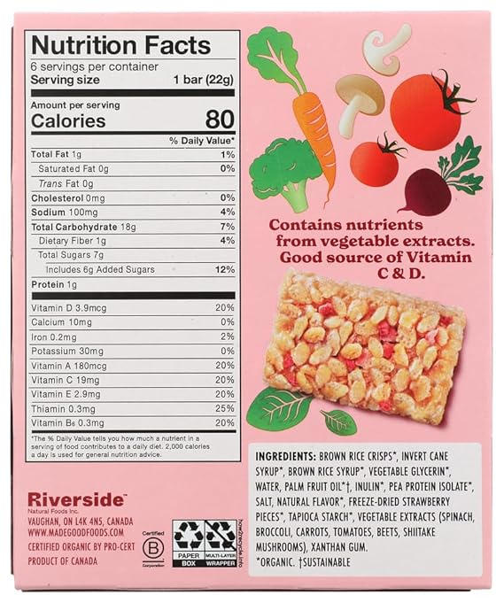 MadeGood Strawberry Crispy Squares, 4.68 oz