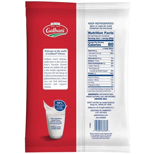 Galbani Mozzarella String Cheese, 60 Count