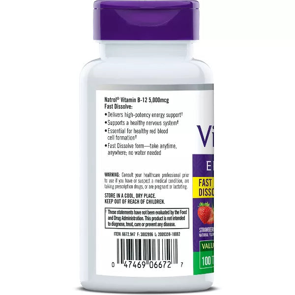 Natrol Vitamin B-12 5,000 mcg, 100 Count