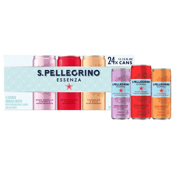 San Pellegrino Essenza Flavored Mineral Water Variety Pack 24 ct, 11.15 fl oz