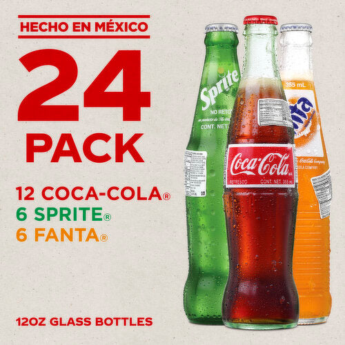 Mexican Coca-Cola, Fanta & Sprite Variety Pack 24 ct, 12 oz