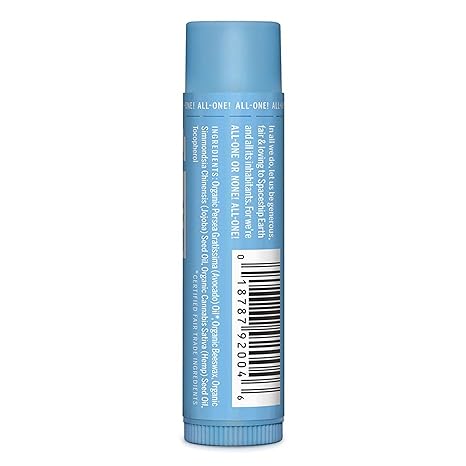 Dr. Bronner's Organic Unscented Naked Lip Balm, 0.15 oz