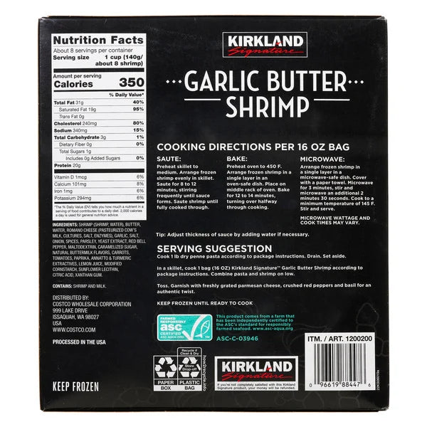 Kirkland Signature Garlic Butter Shrimp, 2 lbs