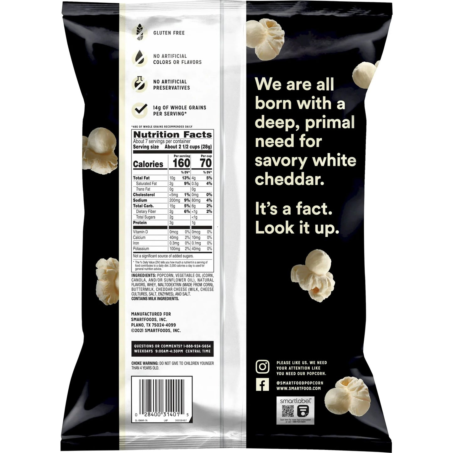 Smartfood White Cheddar Popcorn, 6.75 oz