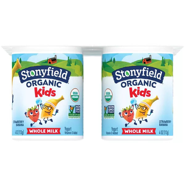 Stonyfield Organic Kids' Strawberry Banana Whole Milk Yogurt 6 ct, 4 oz
