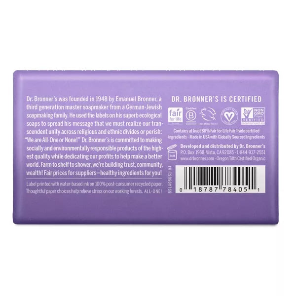 Dr. Bronner's Lavender Bar Soap, 5 oz