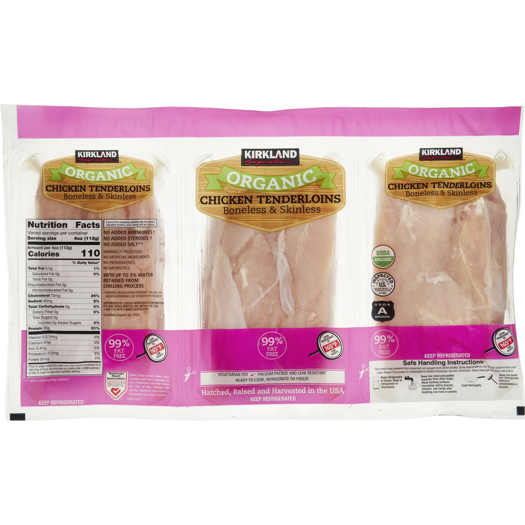 Kirkland Signature Organic Chicken Tenderloins, Boneless & Skinless ($5.99/lb)