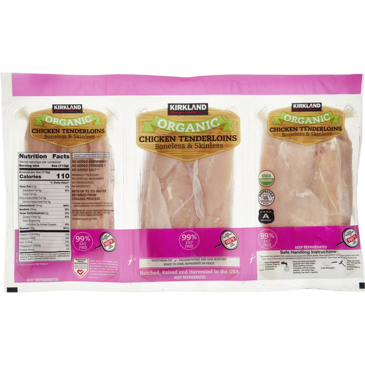 Kirkland Signature Organic Chicken Tenderloins, Boneless & Skinless ($5.99/lb)