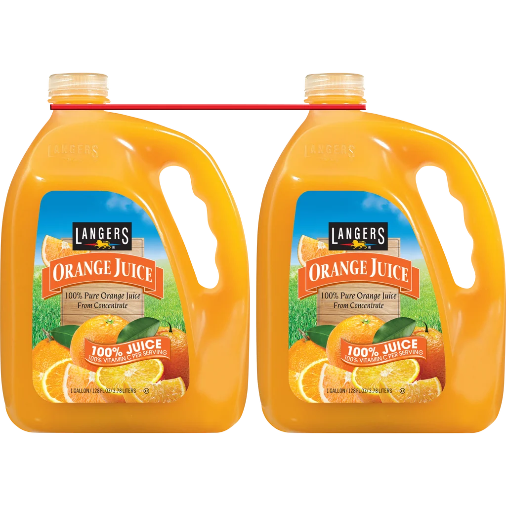 Langers 100% Orange Juice, 1 Gallon, 2 ct