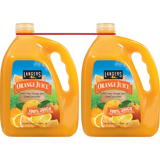 Langers 100% Orange Juice, 1 Gallon, 2 ct