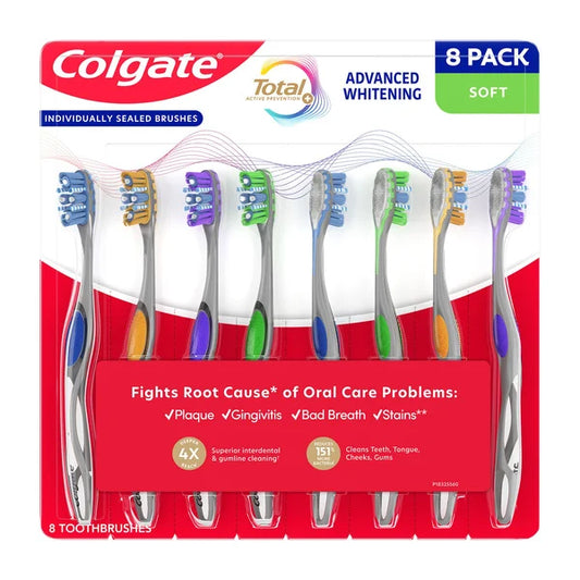 Colgate Total Advanced Whitening Toothbrush, 8 Count