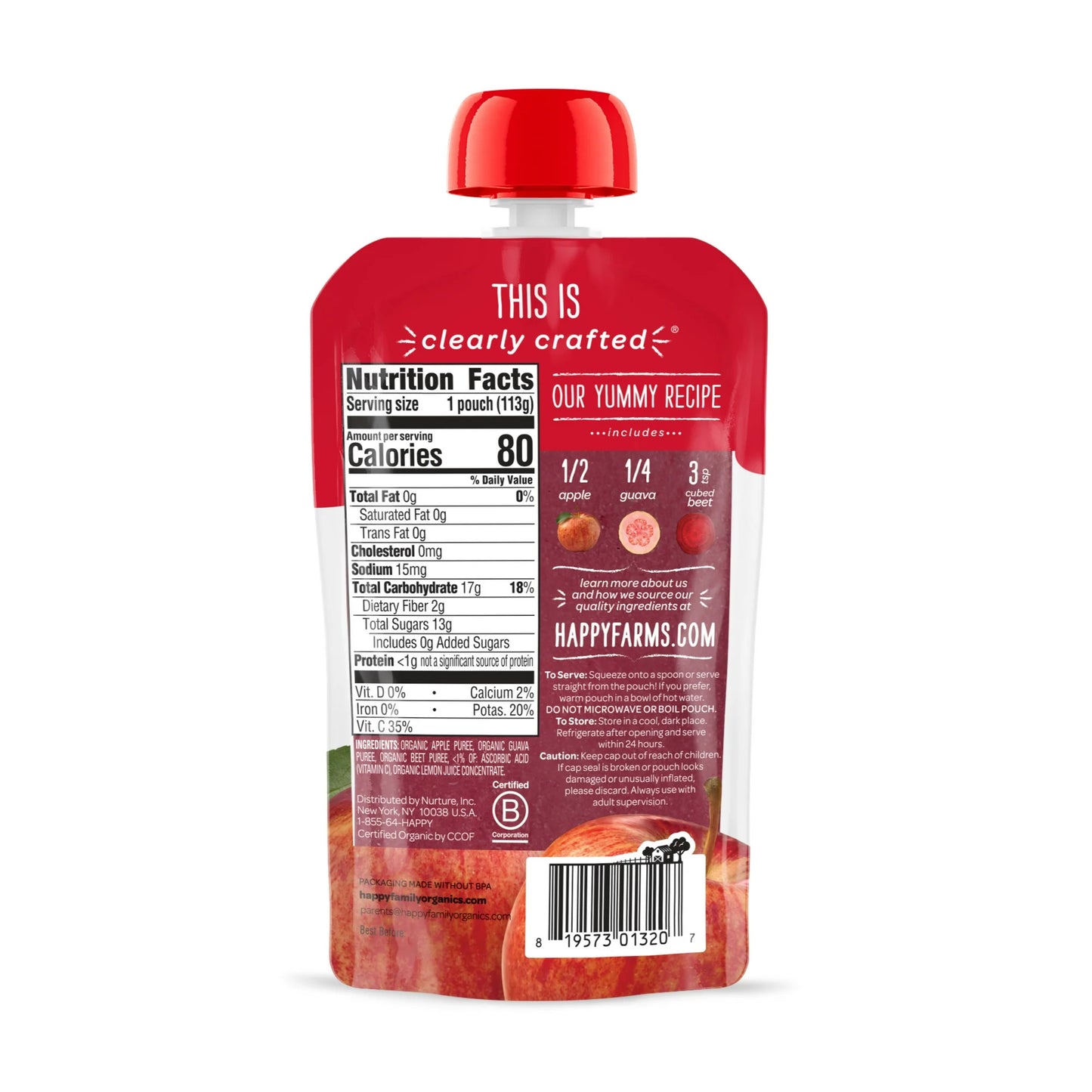 Happy Baby Apple Guava and Beet Baby Food, 4 oz