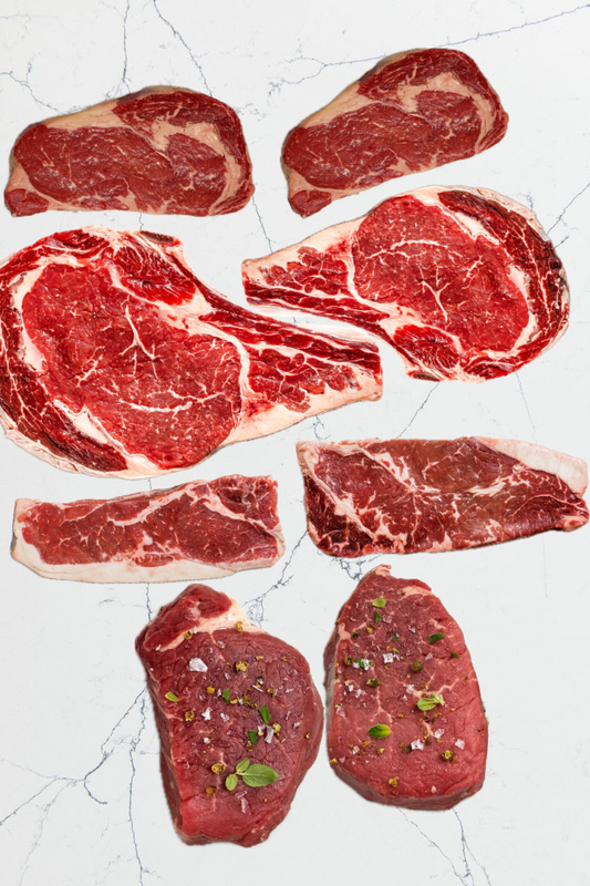 USDA Variety Pack Purple, 2 Ribeye, 2 Bone-In Ribeye, 2 New York, 2 Filet Mignon | 13.99/lb