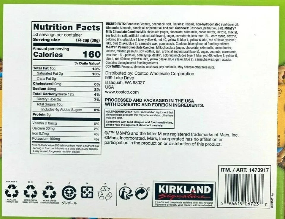 Kirkland Signature Trail Mix Snack Packs 28 ct, 2 oz