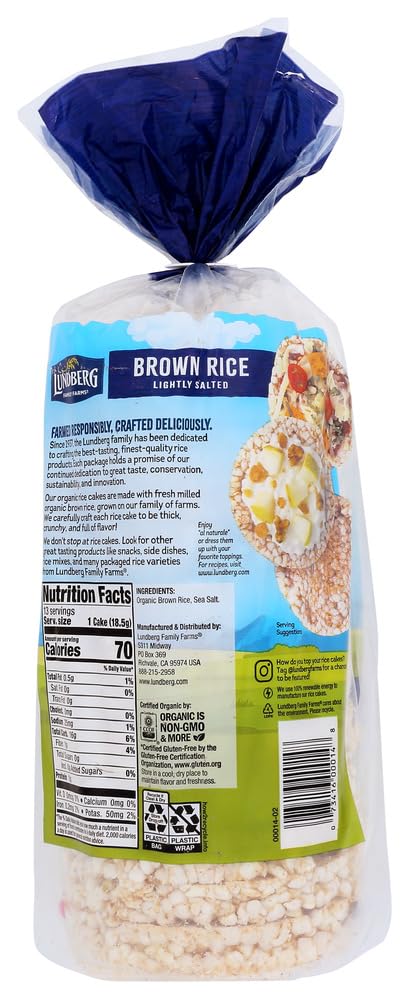 Lundberg Organic Lightly Salted Brown Rice Rice Cakes, 8.5 oz