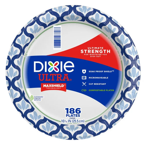 Dixie Ultra 10-1/16" Paper Plate, 186 Count