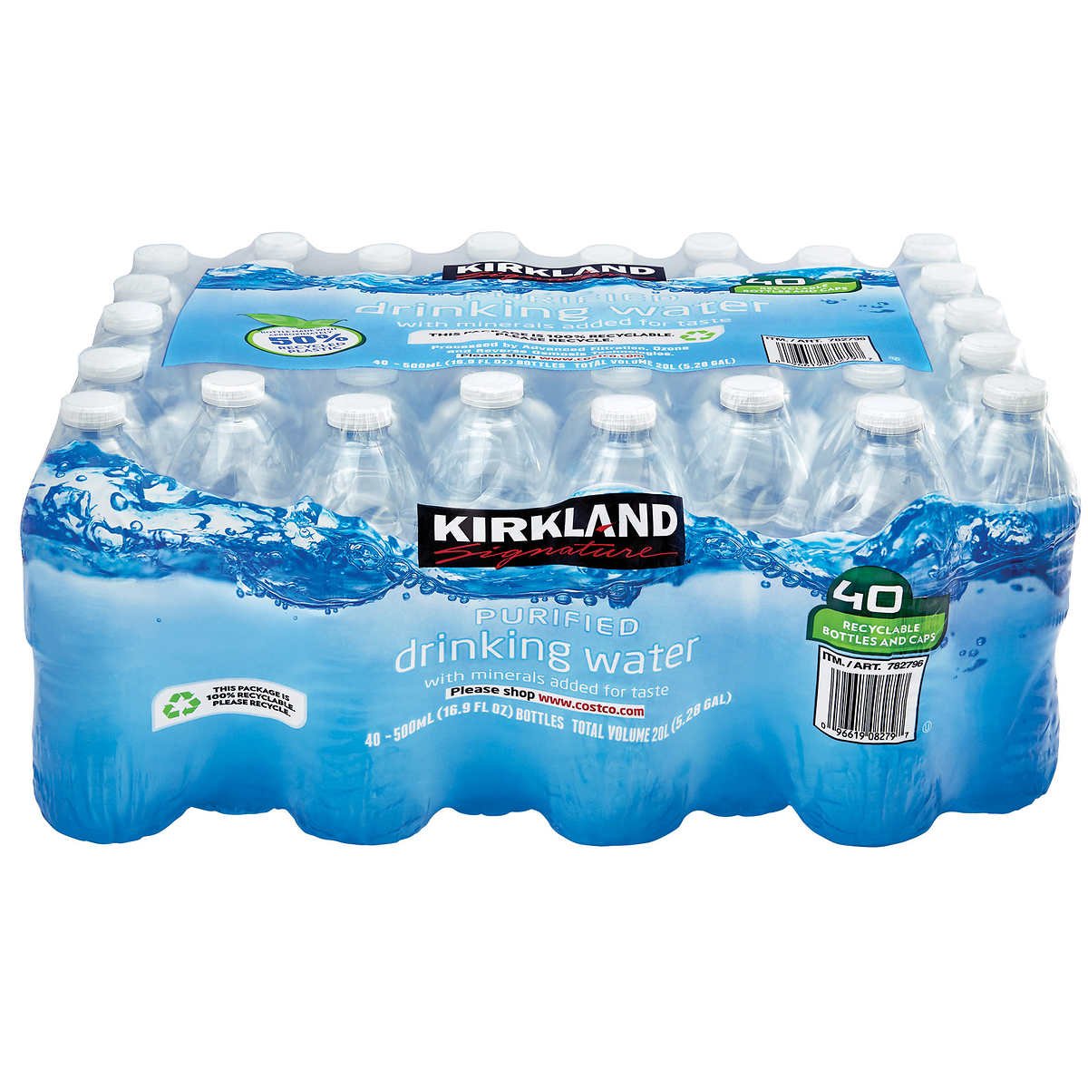 Kirkland Signature Purified Water Bottles 40 ct, 16.9 oz