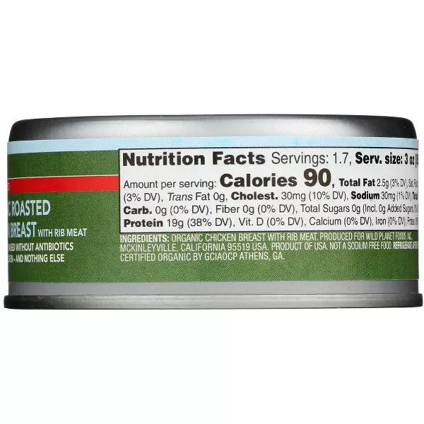 Wild Planet Organic Roasted Chicken Breast No Salt Added, 5 oz