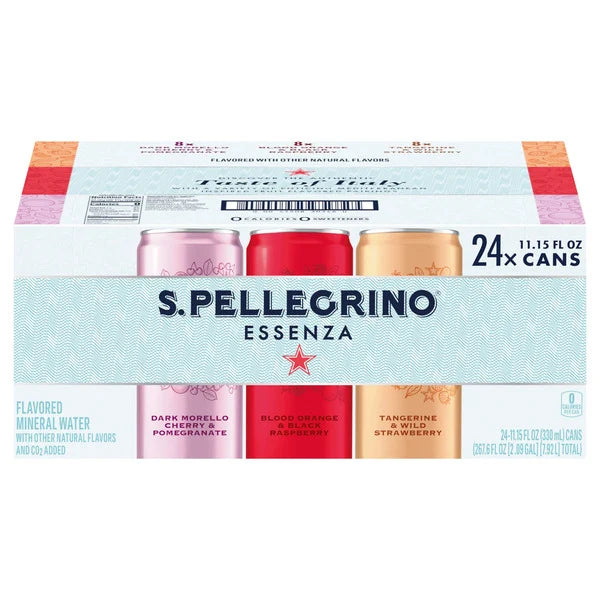 San Pellegrino Essenza Flavored Mineral Water Variety Pack 24 ct, 11.15 fl oz