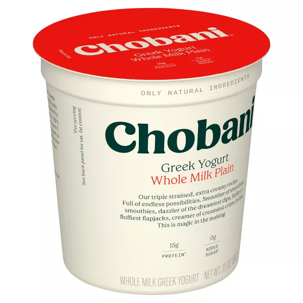 Chobani® Greek Yogurt Nonfat 55% Whole Milk Plain, 32 oz