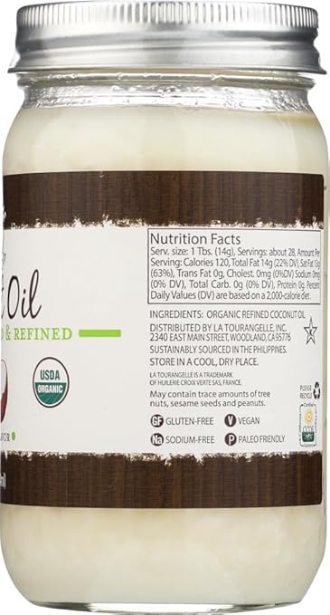 La Tourangelle Organic Refined Coconut Oil, 14 oz