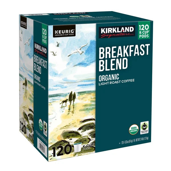 Kirkland Signature Coffee Organic Breakfast Blend K-Cup Pod, 120 count