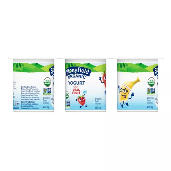 Stonyfield Organic Kids' Strawberry Banana Whole Milk Yogurt 6 ct, 4 oz