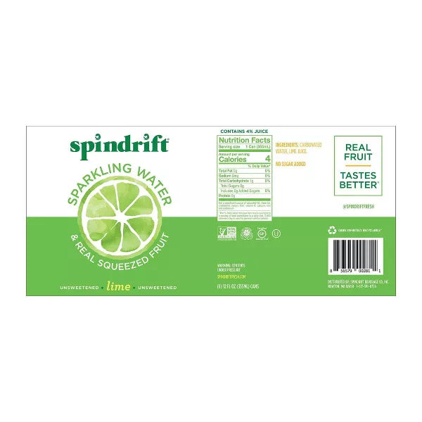 Spindrift Lime Sparkling Water, 8 Count