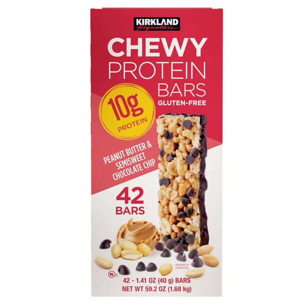 Kirkland Signature Chewy Protein Bar Peanut Butter & Semisweet Chocolate Chip 42 ct, 1.41 oz