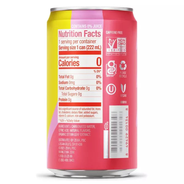 Zevia Kidz Strawberry Lemonade Zero Calorie Soda, 6 Count