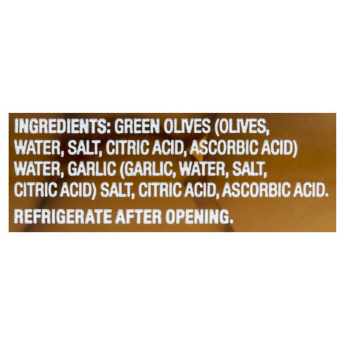Delallo Organic Garlic Stuffed Green Pitted Olives, 4.5 oz