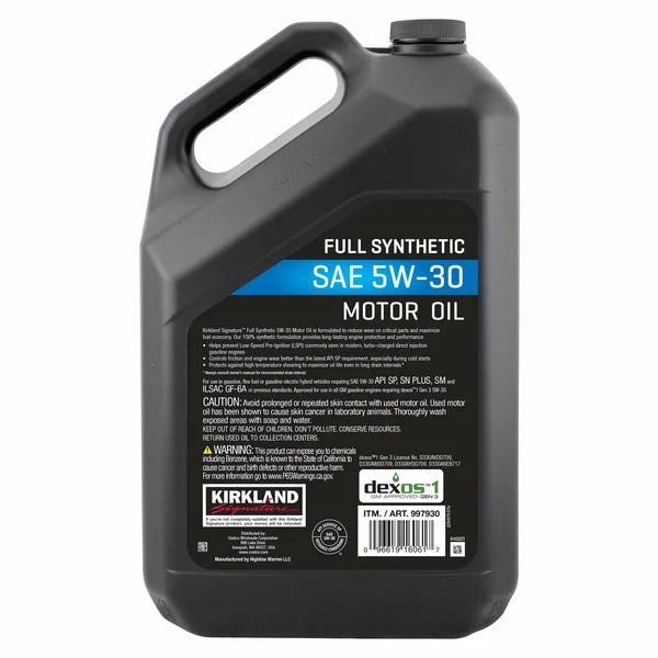 Kirkland Full Synthetic SAE 5W-30 Motor Oil 5 Quart, 2 pack