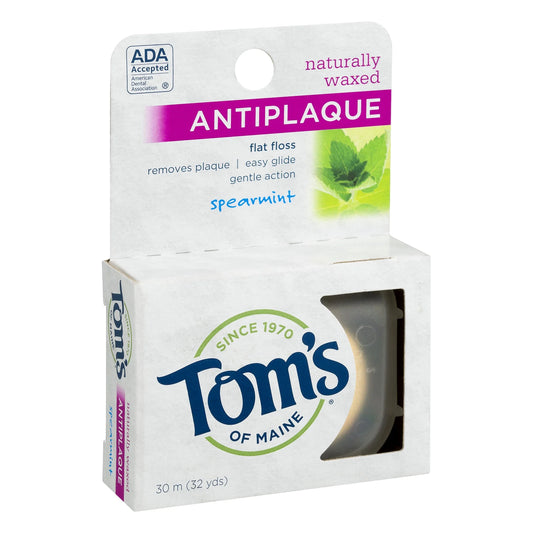 Tom's of Maine Antiplaque Spearmint Flat Floss, 32 yd