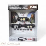 Infinity XT Rechargeable LED Headlamp, 1500 Lumens, 6 Light Modes, Water Resistant, 3-Pack