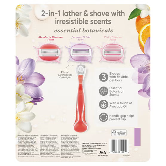 Gillette Venus ComfortGlide Essential Botanicals, 1 Razor + 12 Cartridges Gel
