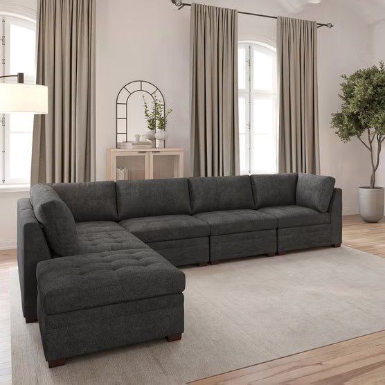 Thomasville Tisdale Modular Sectional 6-piece Dark Gray with Storage Ottoman*