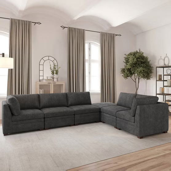 Thomasville Tisdale Modular Sectional 6-piece Dark Gray with Storage Ottoman*