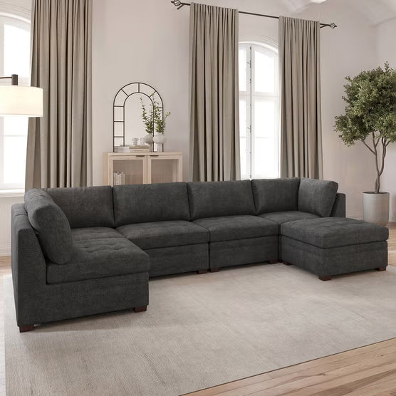Thomasville Tisdale Modular Sectional 6-piece Dark Gray with Storage Ottoman*