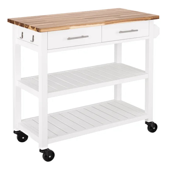 Seville Acacia Top Kitchen Cart with Drawers*