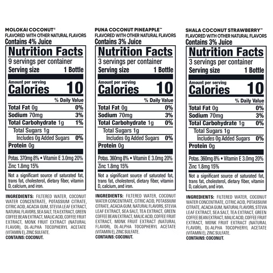 Bai Antioxidant Beverage, Coconut Variety Pack, 18 fl oz, 15-count