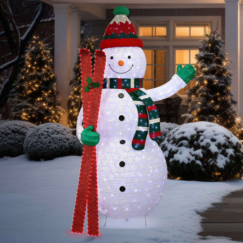 9' Pop-Up Snowman with Skis and LED Twinkle Lights*