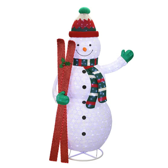 9' Pop-Up Snowman with Skis and LED Twinkle Lights*