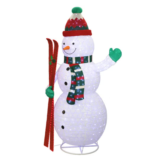 9' Pop-Up Snowman with Skis and LED Twinkle Lights*