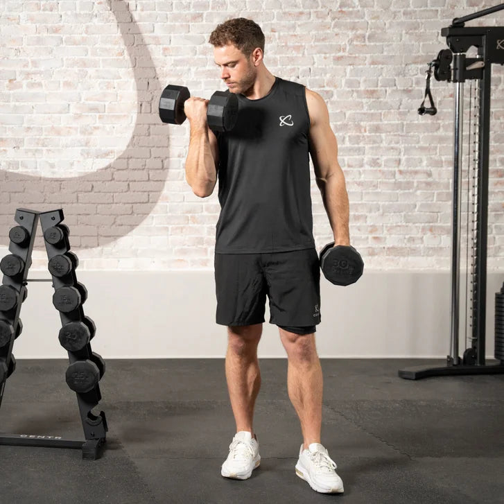 Centr 12-sided 5-30 lb. Rubber Dumbbell Set with Rack*