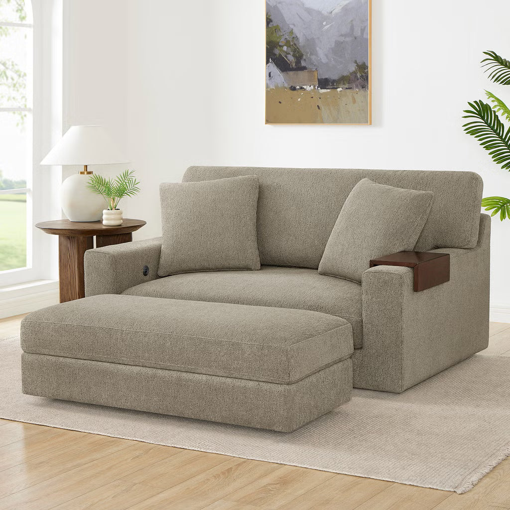 Thomasville Gilroy Fabric Oversized Storage Chair and Storage Ottoman*