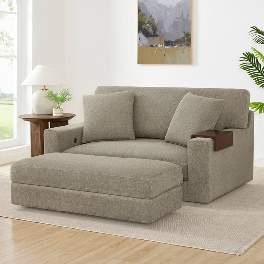 Thomasville Gilroy Fabric Oversized Storage Chair and Storage Ottoman*