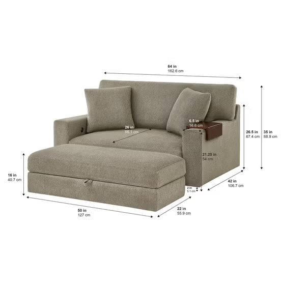Thomasville Gilroy Fabric Oversized Storage Chair and Storage Ottoman*