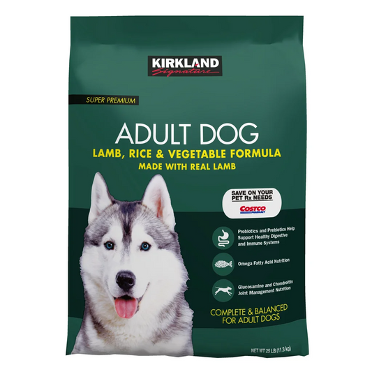 Kirkland Signature Adult Formula Lamb, Rice and Vegetable Dog Food 25 lb.